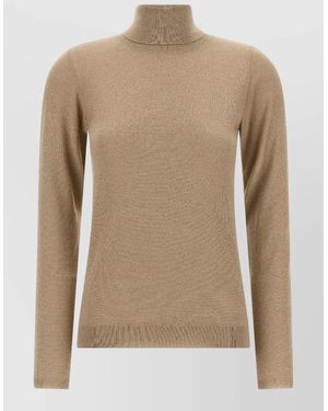 Brunello Cucinelli Turtleneck Jumper Cashmere Silk Sparkle - Natural