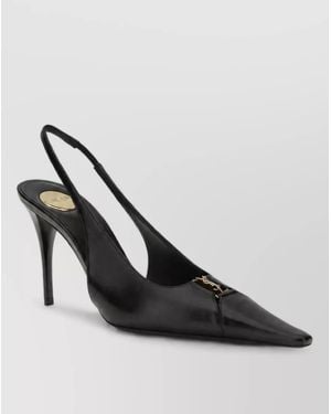 Saint Laurent Leather High Heel Mules - Black