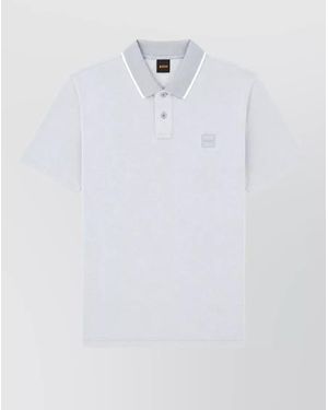 BOSS Short Sleeve Polo Collar Cotton Jersey - White