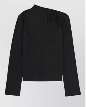 Theory Cotton V-Neck Blouse - Black
