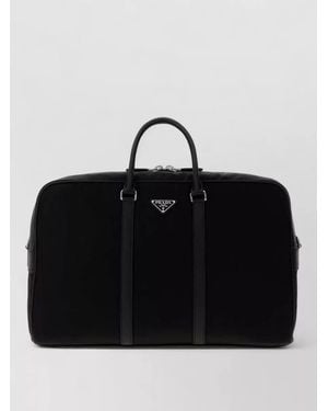 Prada Re Nylon Travel Bag Rectangular Top Handles - Black