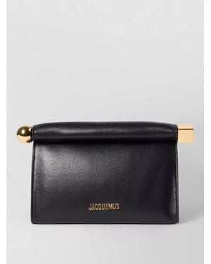 Jacquemus Round Square Leather Clutch Bag - Black
