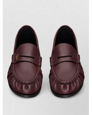 Saint Laurent Leather Loafers - Brown