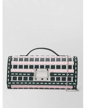 Roger Vivier Chain Strap Rectangular Clutch Bag Top Handle - Gray