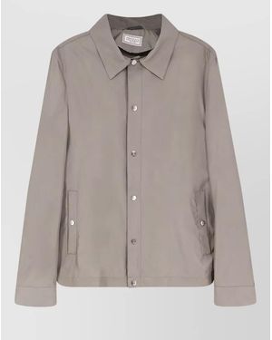 Brunello Cucinelli Silk Blend Jacket Long Sleeve Design - Grey