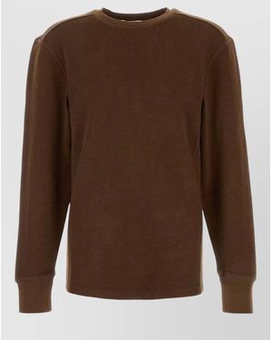 Entire studios Cotton Crew Neck Long Sleeve Knit Top - Brown