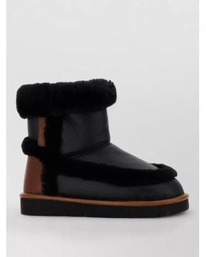 Chloé Shearling Dolcie Ankle Boots Rubber Sole - Black