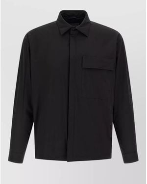 Herno Overshirt Featuring Collar Buttons And Pocket - Black