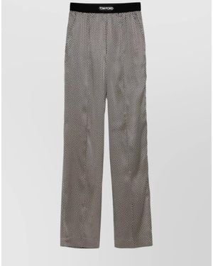 Tom Ford Silk Polka-Dot Wide-Leg Pants - Gray