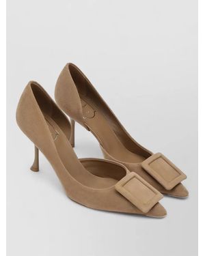 Roger Vivier Pumps Decorative Buckle Pointed Toe Stiletto Heel - Brown