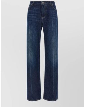 Dolce & Gabbana Cotton Pleated Straight-Leg Jeans - Blue