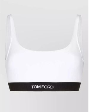 Tom Ford Logo Cropped Modal Bralette - White
