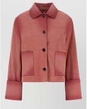 Loewe Leather Jacket Collared Neck Large Pockets
