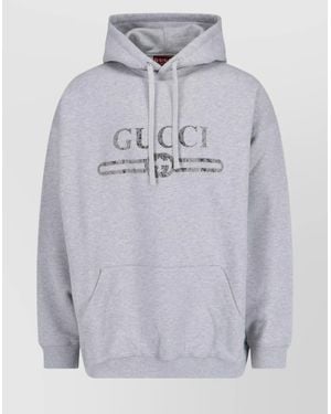 Gucci Hooded Sweatshirt Front Pocket - Gray