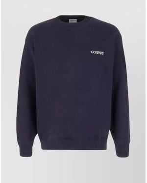 Marcelo Burlon Ribbed Crew-Neck Cotton Blend Jumper With Cross Embroidery - Blue
