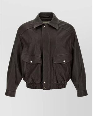 DUNST Lamb Leather Oversized Jacket - Black