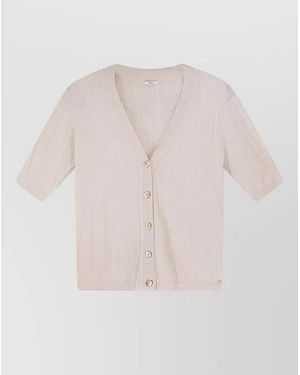 JOSEPH Silk Cotton Cardigan Crinkled Effect V Neckline - Pink