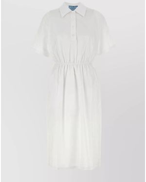 Prada Cotton Poplin Knee-Length Shirt Dress - White