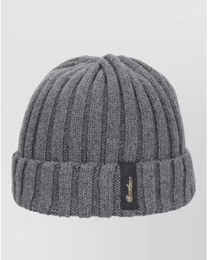 Borsalino Ribbed Cashmere Beanie - Grey