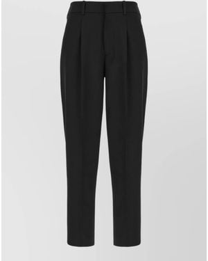PT Torino Stretch Polyester Blend Tailored Pleated Pants - Black