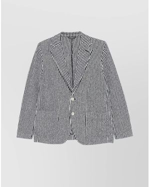 Circolo 1901 Striped Cotton Jacket Front Pockets - Gray