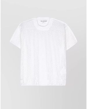 Junya Watanabe Open-Knit Panelled Crew-Neck Short-Sleeve T-Shirt - White
