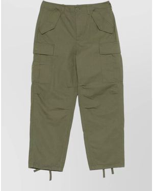 Stussy Straight Leg Cargo Trousers Adjustable Waist - Green
