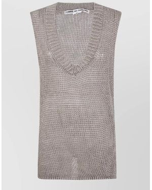 Comme des Garçons V Neck Sleeveless Knit Vest Top - Grey