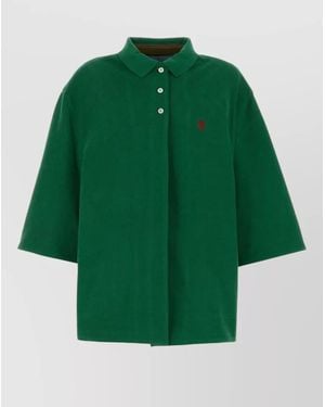 Prada Piquet Jacket Wide Sleeves Collared Design - Green