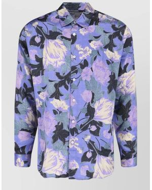 ERL Long Sleeve Shirt Floral Pattern Design - Blue