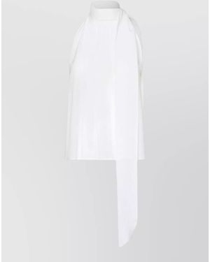 Max Mara Halterneck Sleeveless Top Soft Drape Pleated - White