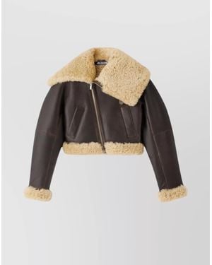 Jacquemus Asymmetrical Aviator Leather Jacket - White