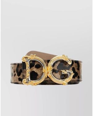 Dolce & Gabbana Leopard-Print Leather Belt - Metallic