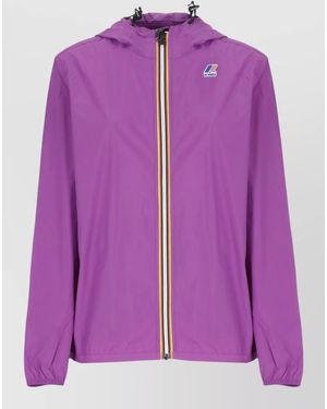K-Way Short Hooded Jacket Waterproof Zip Pockets - Purple