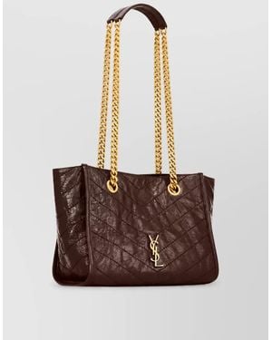 Saint Laurent Niki Small Leather Tote Bag - Brown