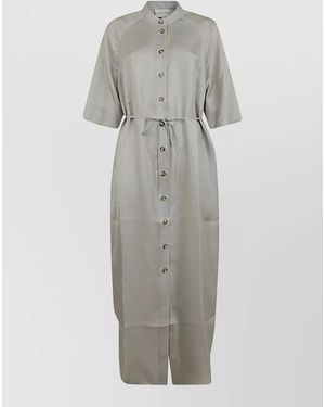 Loulou de Saison Silk Long Midi Dress - Gray