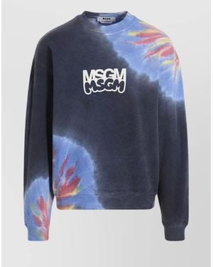 MSGM Cotton Logo Print Sweatshirt - Blue