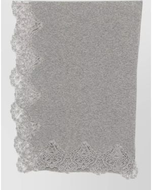 Ermanno Scervino Cashmere Stole Lace Trim Lightweight Design - Grey