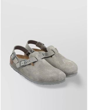 Birkenstock Tokyo Slipper With Buckle Detail And Open Back - Gray