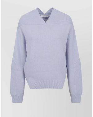 Victoria Beckham V-Neck Yoke Detail Sweater - Blue