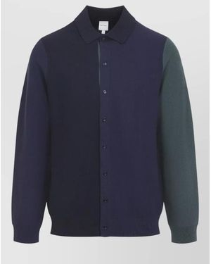 Paul Smith Colour Block Knit Shirt Long Sleeves - Blue