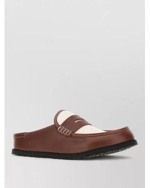 Birkenstock Leather And Raffia Loafers - Brown