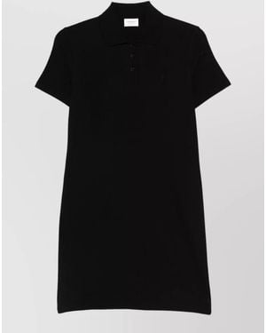Saint Laurent Cotton Short-Sleeve Polo Mini Dress - Black