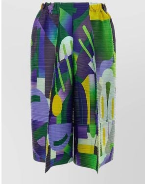 Pleats Please Issey Miyake Playground Shorts Structured Pleated Design - Multicolour