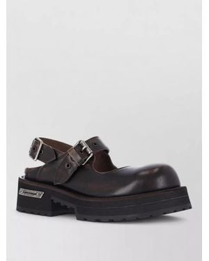 Balenciaga Sandals Open Toe Chunky Sole Sling Back - Black