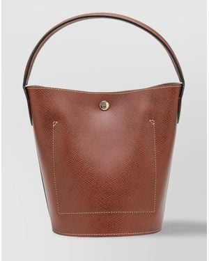 Longchamp Bucket Bag With Chic Contrast Stitching - Brown