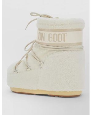 Moon Boot Shearling-Effect Logo-Print Snow Boots - Natural