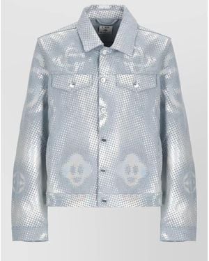 CASABLANCA Short Cotton Jacket Collar Neckline - Blue