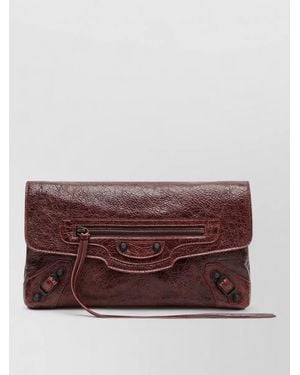 Balenciaga Le City Lambskin Clutch Bag - Purple