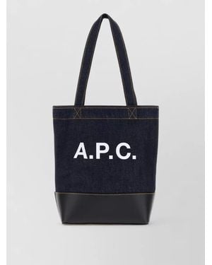 A.P.C. Denim Leather Axelle Shopper Tote Bag - Black